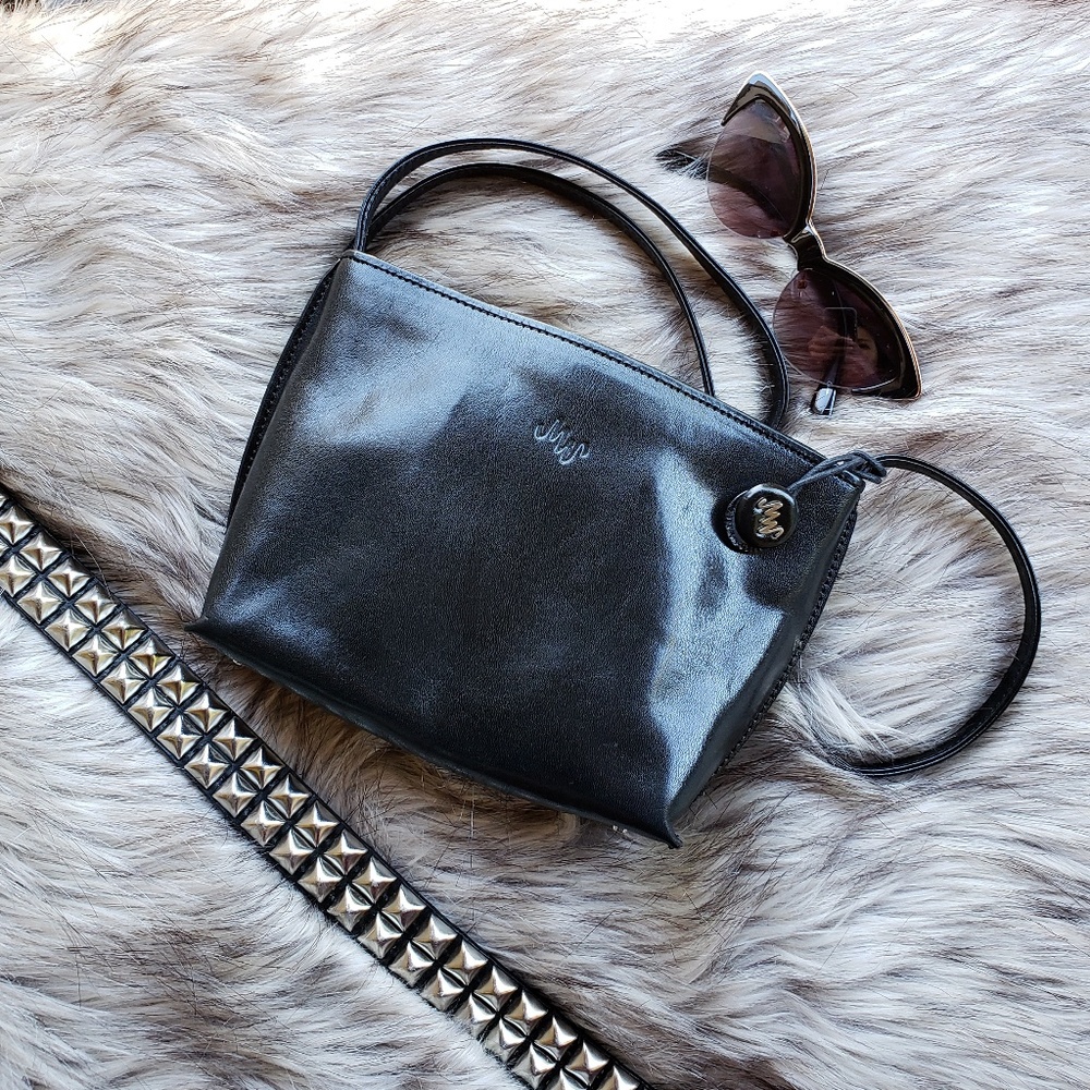 Monsac leathe black crossbody bag purse